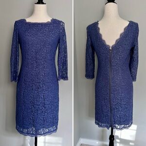 Adrianna Papell cocktail dress- blue lace- size 8